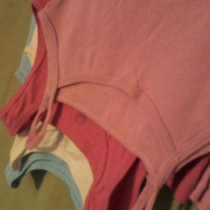 4 Undershirts - Blue, Pink & White